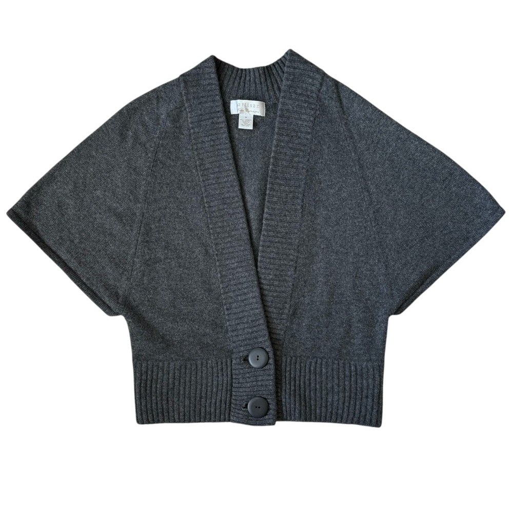 By Artisan Pure Cashmere Gray Women's Short Sleeve Cardigan Sweater Size Medium